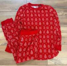 Stars Above Large Pajamas Set Womens Sleepwear Thermal Red Winter Snowflake NWT