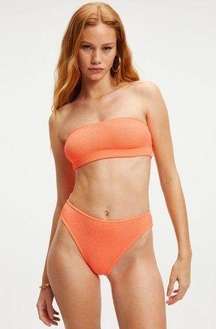 Good American Orange Cream Crinkle Basic Bandeau Bikini Top—Size 00/0 (XXS/XS)