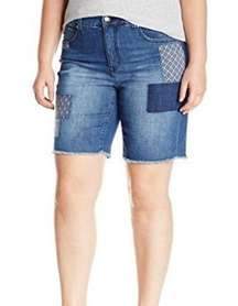 Seven‎ 7 Melissa McCarthy Patchwork Denim Shorts Womens Size 16 Cut Off Blue