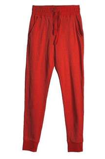 Zyia Active Pants Womens Medium Orange Red Don't Wake Me Thermal Waffle Joggers