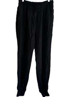 Emporio Armani Pull On Jogger Pants 100% Lyocell Button Pockets Solid Black 8