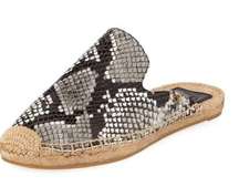 Tory Burch Max Snake Print Leather Espadrille Slide Mule