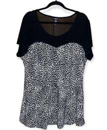 Torrid | Black Mesh Illusion Top Leopard Peplum Plus Size 3X