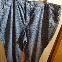 J Jill size 28 woman’s jeans blue dark blue flowered print waist 46 inches