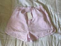 NWT Pink and white gingham print high waisted boxer shorts
