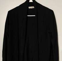 ZARA Shawl Collar Open Front Black Knit‎ Sweater Size Medium