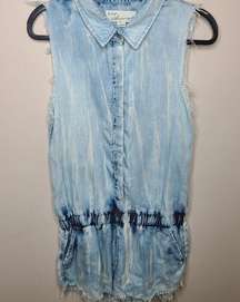 ‎ Acid Wash Denim Collared Romper Size Large