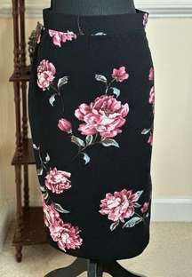 Floral Print Knee Length Fitted Style Pencil Skirt