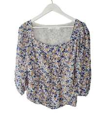 Astr The Label Dainty Ruched Floral Blouse Sz L