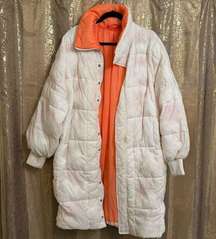 Free People Movement Juno Reversible White Coral Packable Puffer Button Jacket S