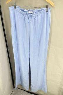 Zara Light Blue Textured Wide Leg Gauzy Flowy Pants Large