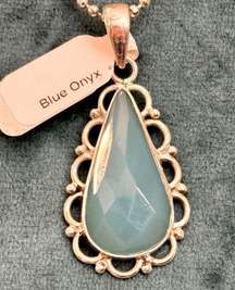 Blue Onyx pendant in 925 Sterling Silver.  Chain is not included.