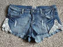 Mudd Vintage Lace Short Shorties Denim Jean Casual Y2K 12