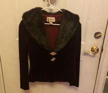 ASPEED burgundy velour jacket with rhinestone clasps size M