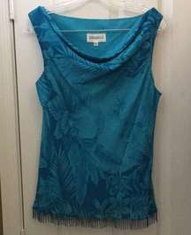 Ladies’ Studio I Draped Neckline Sleeveless Lined Top w/Beaded Fringe Hem