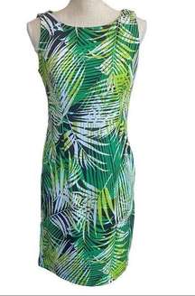 Tiana B. Palm tree Missy Tex Knit Tropical dress sz S new