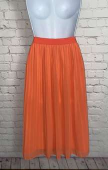 Orange Pleated Skirt