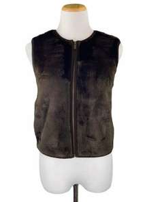 Dark Brown Faux Fur Fleece Vest