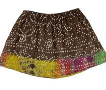 Boho Brown Skirt  Lined Cotton Size Medium Tie Dye Colorful