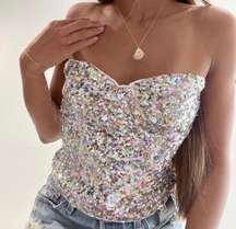 Le Lis Sequin Corset Crop Top