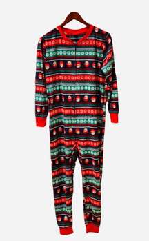 Christmas Pajamas PJs Fair Isle Frosty  Zip Up Red S