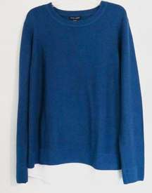 Hilary Radley Heather Blue Knit Crew Neck Sweater