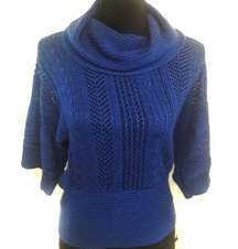 ANA Royal Blue Metallic Knit Sweater Shrug Poncho