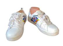 Jack Rogers Ainley Chevron Beaded White Leather Lace-Up Sneakers Womens Size 9.5