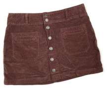 We The Free | Maroon Corduroy Button Mini Skirt