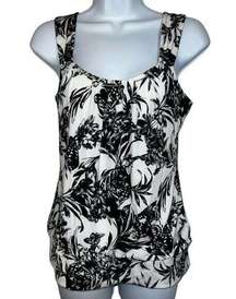 WHITE HOUSE BLACK MARKET Black and White Floral Chain Link Tank Top NWOT Size XS