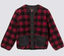 Alpha Industries Sherpa Utility Liner Jacket Red Black Plaid Check