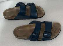 women Birkenstock arizona  blue leather sandals size 39