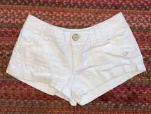 SOLD RETRO Y2K WHITE CORDUROY OP LOW RISE SHORT SHORTS