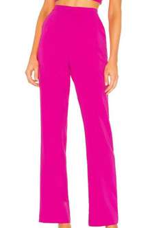 NBD Barbie Pink Wide Leg Dress Pants LARGE Magenta High Waist Topaz Trouser NEW