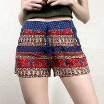 Band of Gypsies Red & Blue Floral Paisley Shorts