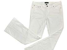 Factory Jeans Women 10/30" White Wide-Leg Flare Mid-Rise Stretch