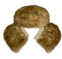 VINTAGE FUR Pillbox Hat & Fur/Cashmere Collar G. Fox & Co. Hartford CT