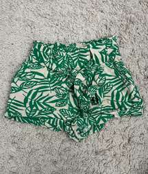 green floral flowy shorts