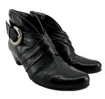 Pikolinos Ankle Bootie Pleated Buckle Almond Toe Heeled Leather EU 35 US 5