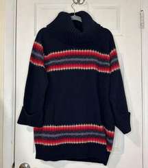 Gap Vintage Navy Lambswool Blend Turtleneck Long Sleeve Pullover Sweater