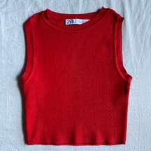 Red Knit Tank Top NWOT Small