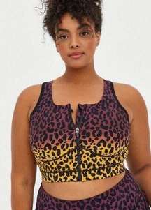 TORRID Active Low-Impact Wireless Zip-Front Sports Bra Size 4 4X Leopard Black