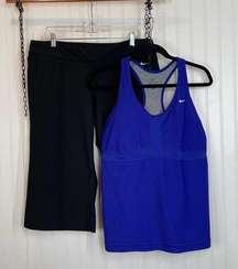 Nike Dri Fit Blue Racerback Tank & Black Capris Leggings Bundle Of 2 Size 1X