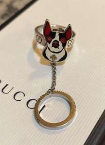 GUCCI Spinel Bosco & Orso Double Ring size US 6.5