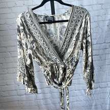 Angie Printed Bell Sleeve Blouse Size Small