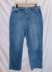 Crown & Ivy Medium Wash Denim High Rise Straight Leg Balloon Fit Jean size 14