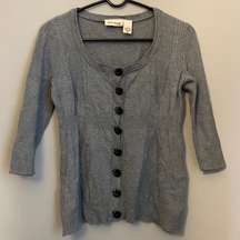 DKNY Jeans Medium Petite Y2K Gray Sweater Cardigan