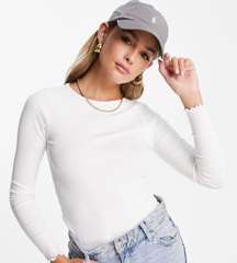 S’ White Long Sleeved Stretch Tee