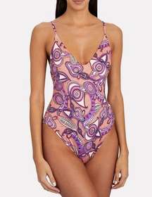 NWT A.LC. Cleo Printed One-Piece Swimsuit, size Large