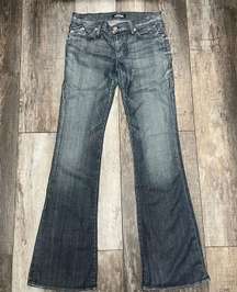 Bootcut Faded Jeans With Pink Stitching on Back Pockets Size 29